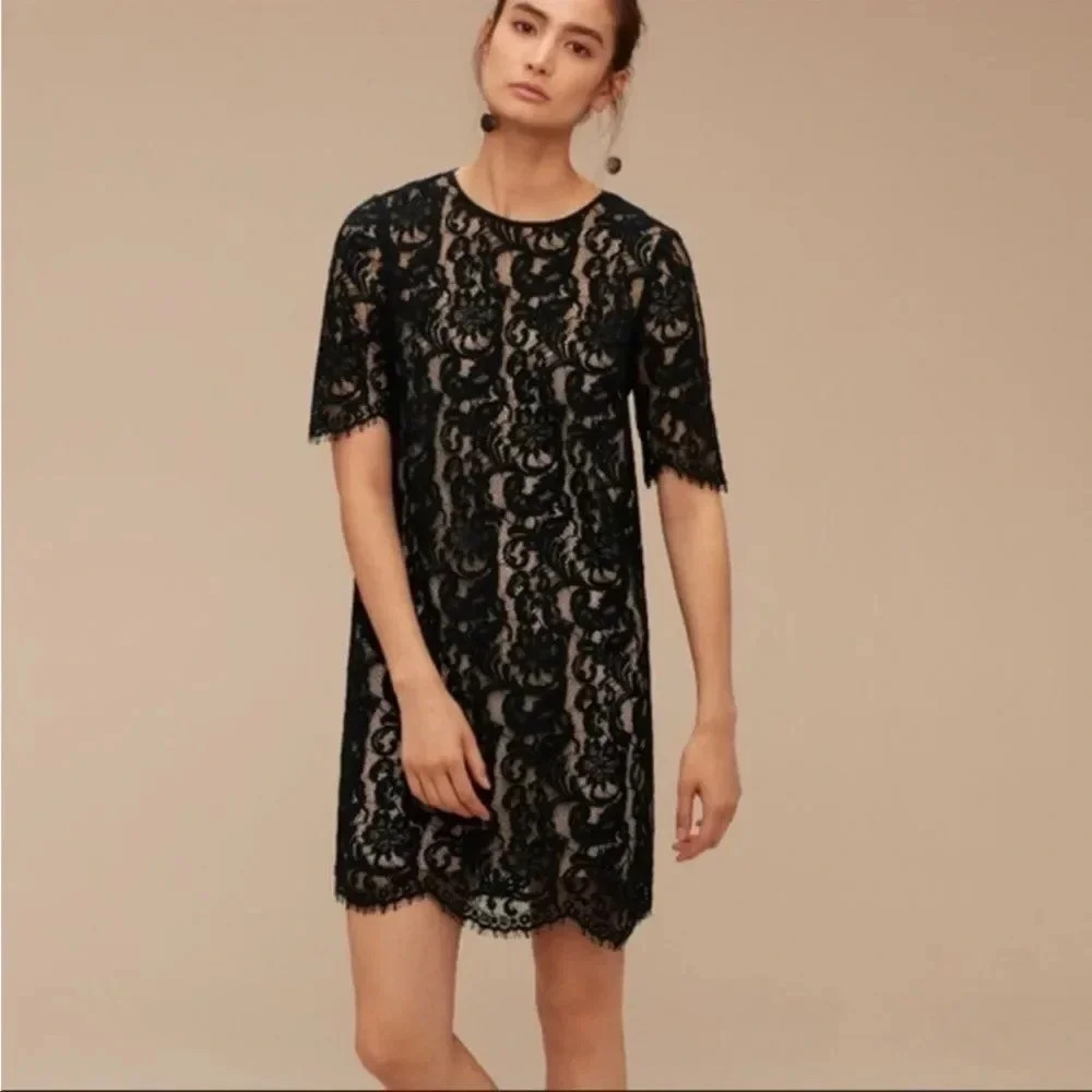 Wilfred Aritzia Black‎ Lace Martory Mini Dress XS
